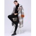 Plus Size Casual Women Plaid Color Patchwork Woolen Coats