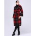 Plus Size Casual Women Plaid Color Patchwork Woolen Coats