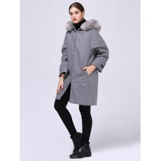 Plus Size Casual Women Faux Fur Collar Hooded Woolen Coats