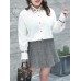 Plus Size Casual Women Embroidery Corduroy Blouse