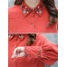Plus Size Casual Women Embroidery Corduroy Blouse
