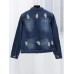 Plus Size Casual Women Hole Denim Jacket