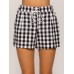 Plus Size Women Elastic High Waist Plaid Shorts