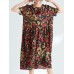 Plus Size Casual Women Printed Short Sleeve Dress