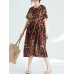 Plus Size Casual Women Printed Short Sleeve Dress