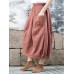 Casual Women Pure Color Cotton Skirts with Pockets