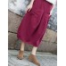 Casual Women Pure Color Cotton Skirts with Pockets