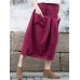 Casual Women Pure Color Cotton Skirts with Pockets