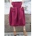 Casual Women Pure Color Cotton Skirts with Pockets