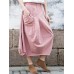 Casual Women Pure Color Cotton Skirts with Pockets