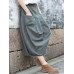 Casual Women Pure Color Cotton Skirts with Pockets