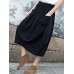 Casual Women Pure Color Cotton Skirts with Pockets