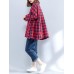 Plus Size Casual Women Plaid Batwing Sleeve Shirts