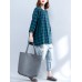 Plus Size Casual Women Plaid Batwing Sleeve Shirts