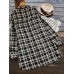 Plus Size Casual Women Plaid Pockets Blouse