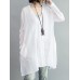 Casual Women White Loose V-Neck Thin Blouse