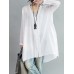 Casual Women White Loose V-Neck Thin Blouse