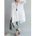 Casual Women White Loose V-Neck Thin Blouse