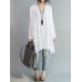 Casual Women White Loose V-Neck Thin Blouse