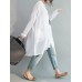 Casual Women White Loose V-Neck Thin Blouse