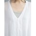 Casual Women White Loose V-Neck Thin Blouse