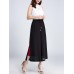 Women Chiffon Side Split Pearl Two-tone Wide Leg Pants