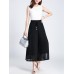 Women Chiffon Side Split Pearl Two-tone Wide Leg Pants