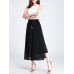 Women Chiffon Side Split Pearl Two-tone Wide Leg Pants