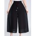 Women Chiffon Side Split Pearl Two-tone Wide Leg Pants