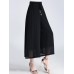 Women Chiffon Side Split Pearl Two-tone Wide Leg Pants