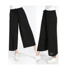 Women Casual Elastic Waist Wide Leg Pants with Belt