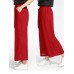 Women Casual Elastic Waist Wide Leg Pants with Belt