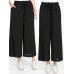 Women Casual Elastic Waist Wide Leg Pants with Belt