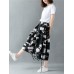 Women Casual Patchwork Elastic Waist Wide Leg Harem Pants