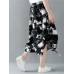 Women Casual Patchwork Elastic Waist Wide Leg Harem Pants