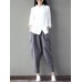 Women Casual Elastic Waist Pure Color Baggy Harem Pants with Pockets