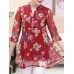 Women Elegant Floral Print V-neck Half Sleeves Blouse