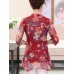 Women Elegant Floral Print V-neck Half Sleeves Blouse