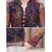 Women Elegant Floral Print V-neck Half Sleeves Blouse