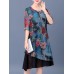 Elegant Women Floral Print Layered Dress