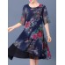 Elegant Women Floral Print Layered Dress