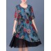 Elegant Women Floral Print Layered Dress