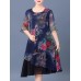 Elegant Women Floral Print Layered Dress