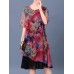 Elegant Women Floral Print Layered Dress