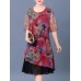 Elegant Women Floral Print Layered Dress