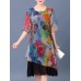 Elegant Women Floral Print Layered Dress