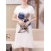 Elegant Women Floral Print O-neck Chiffon Dress