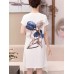 Elegant Women Floral Print O-neck Chiffon Dress