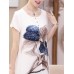 Elegant Women Floral Print O-neck Chiffon Dress