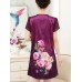 Women Floral Fake Two Pieces Elegant Chiffon Dress